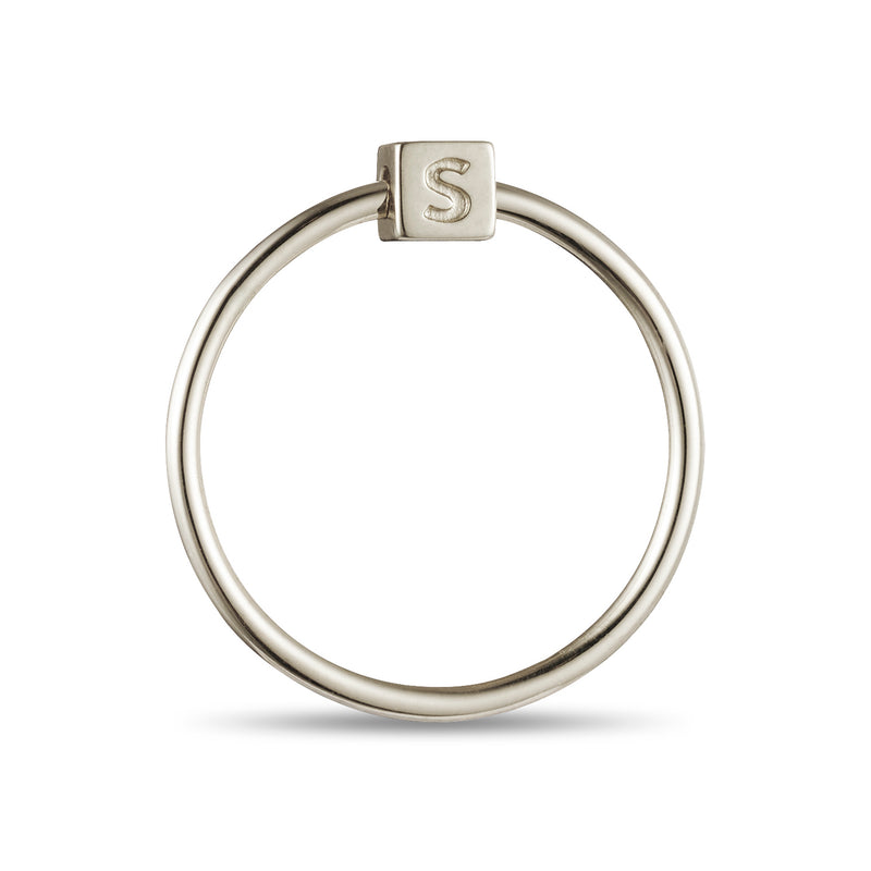 Cube Initial Ring in Sterling Silver