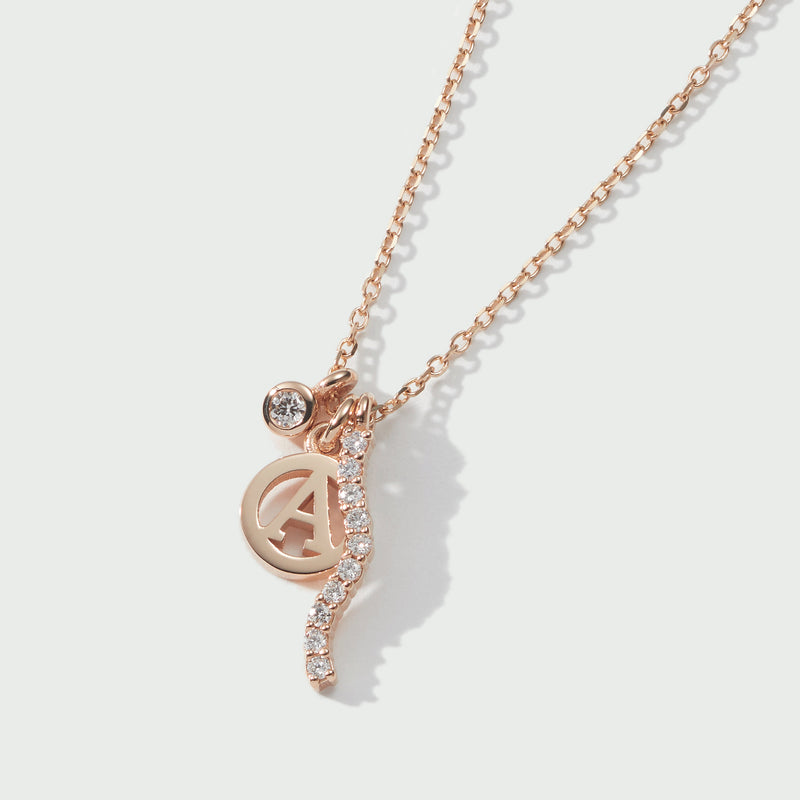 The Ultimate Diamond Initial Disc Necklace in Rose Gold