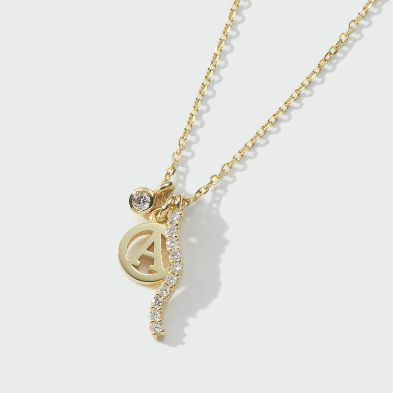 The Ultimate Diamond Initial Disc Necklace in Yellow Gold