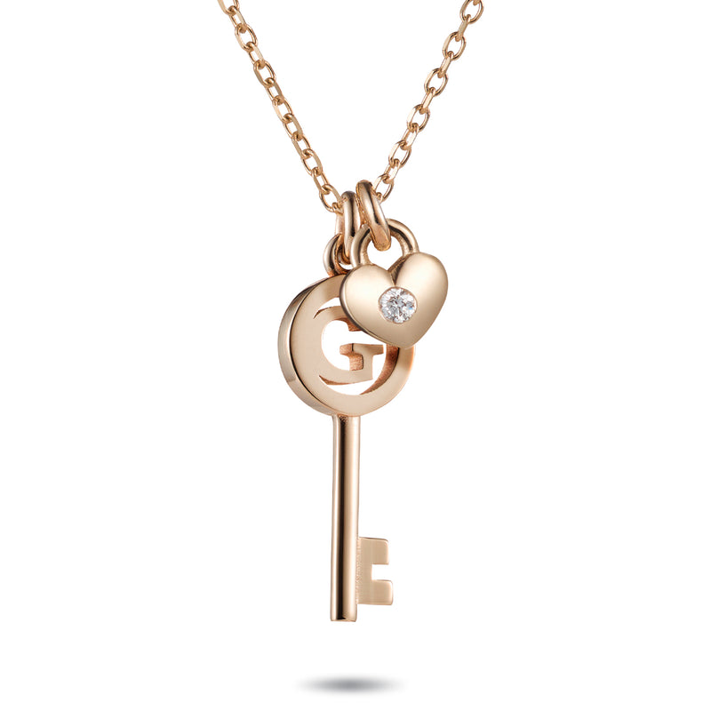 Key To My Heart Diamond Necklace in Rose Gold
