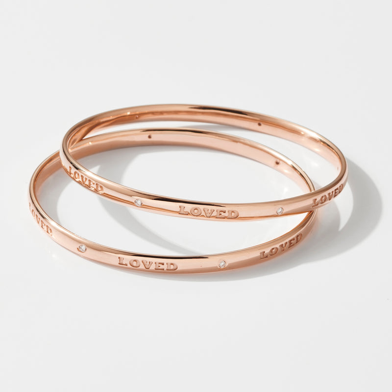 The Diamond LOVED Bangle in Rose Gold