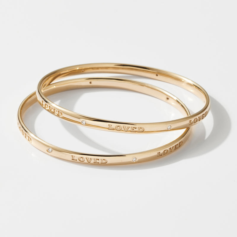 The Diamond LOVED Bangle in Yellow Gold