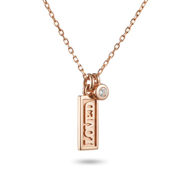 LOVED Bar Diamond Necklace in Rose Gold