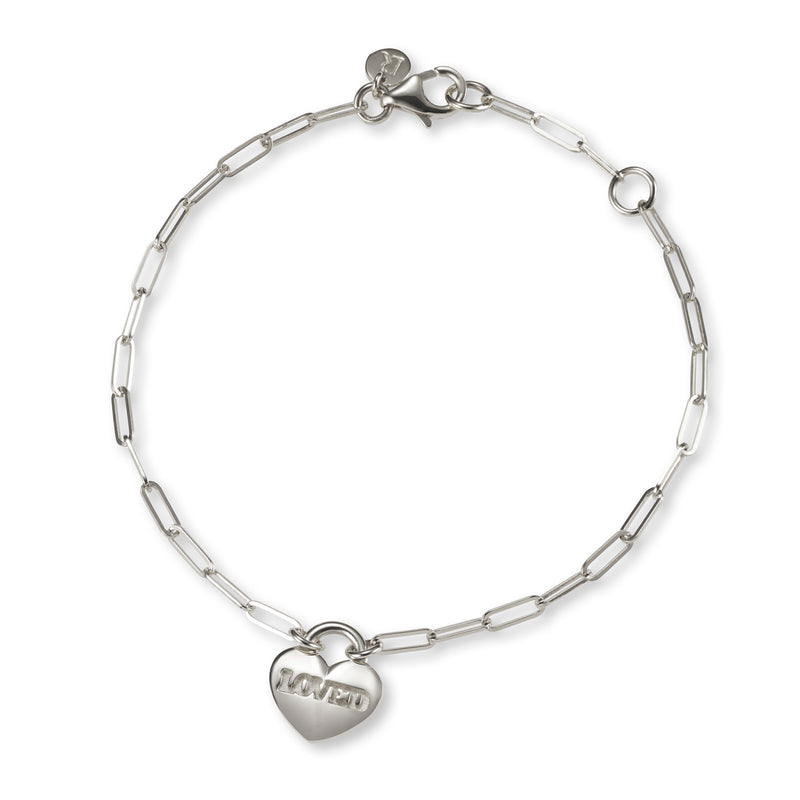 LOVED Heart Padlock Bracelet in Sterling Silver