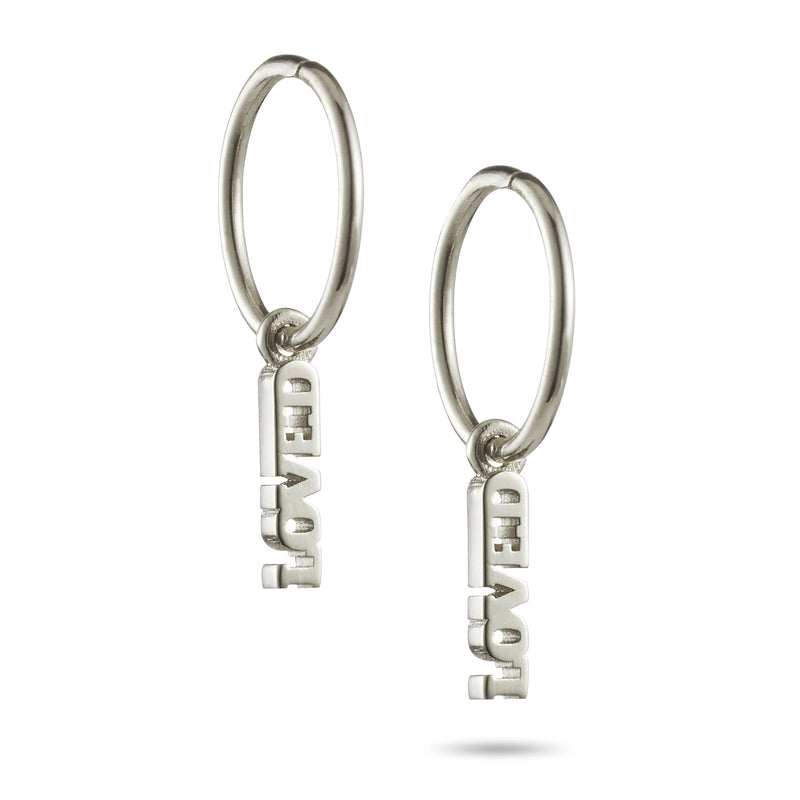 Pair of LOVED Sleeper Earrings in Sterling Silver