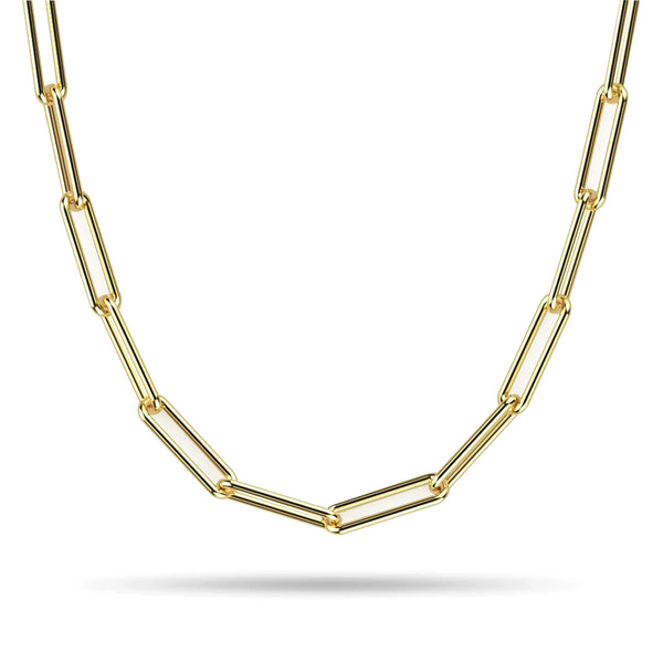 Large Handmade Paperclip Chain Necklace in Yellow Gold