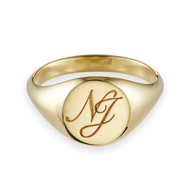 Monogrammed Large Signet Ring in Yellow Gold