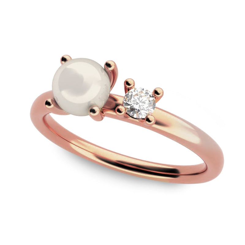 Lelani Pearl and Diamond Ring in Rose Gold