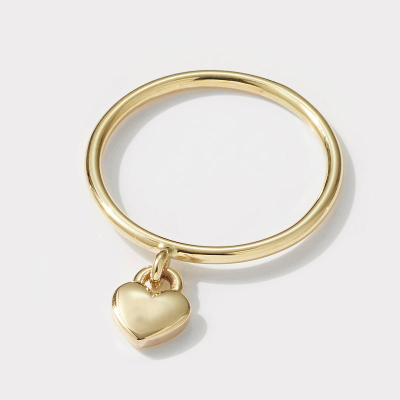 Love Heart Drop Ring in Yellow Gold