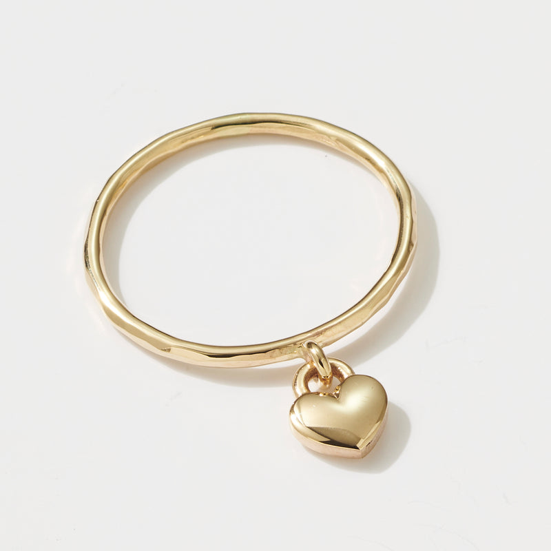 Love Heart Drop Ring in Yellow Gold