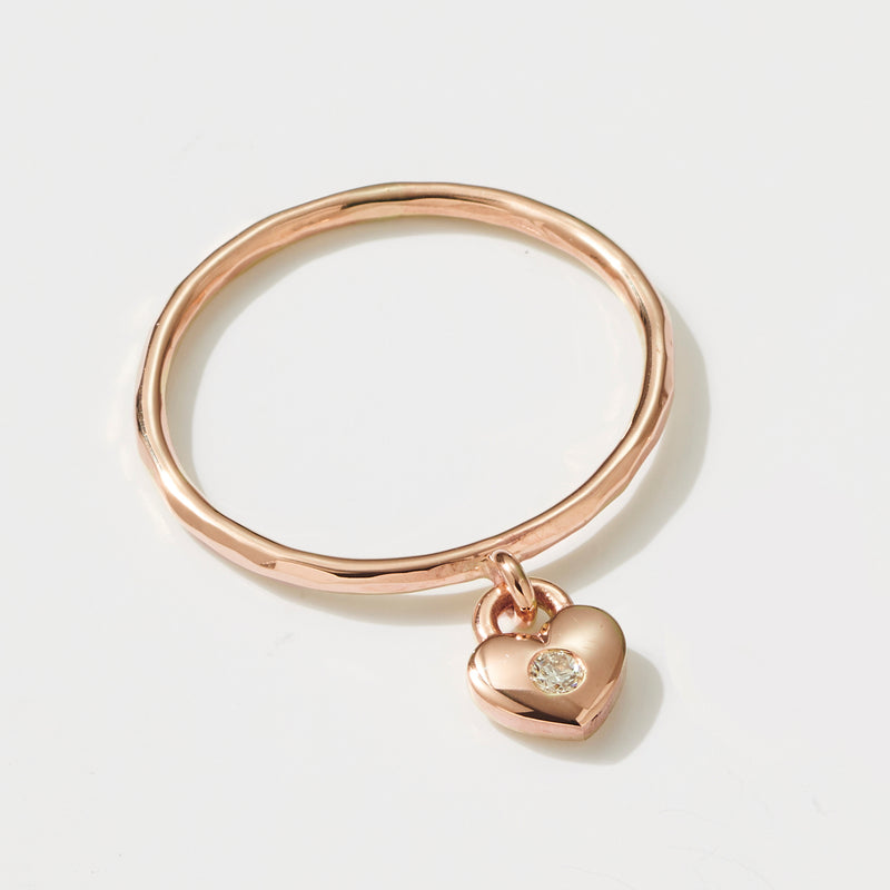Love Heart Drop Diamond Ring in Rose Gold