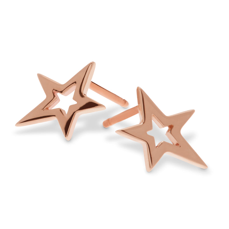 Lucky Star Stud Earrings in Rose Gold