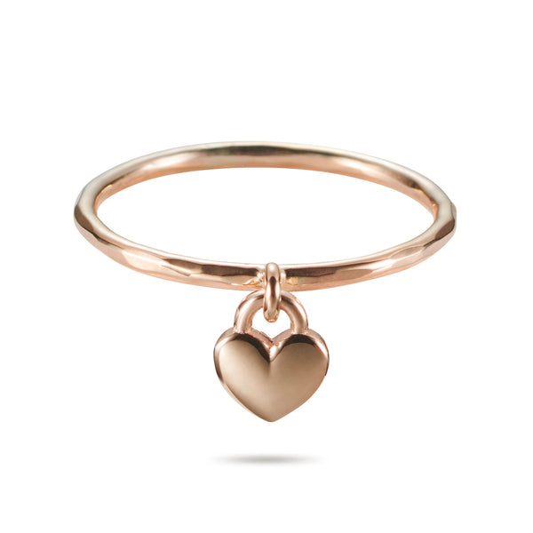 Love Heart Drop Ring in Rose Gold