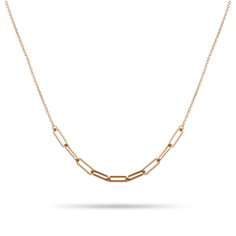 The Paperclip Smile Necklace in Rose Gold