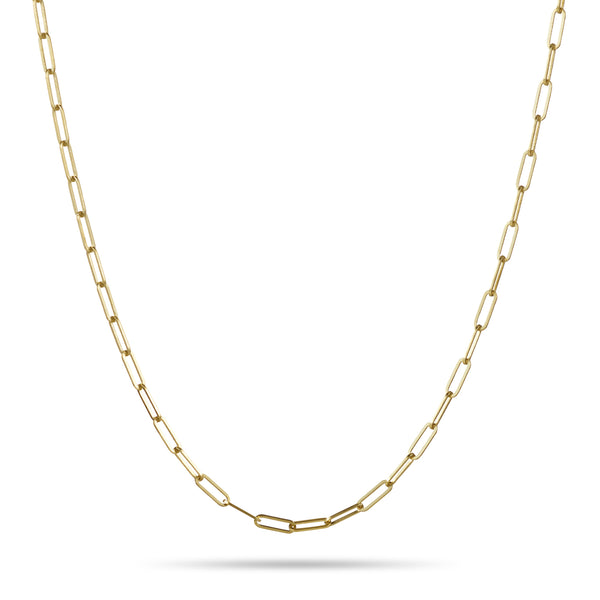 Paperclip Chain Necklace in Yellow Gold