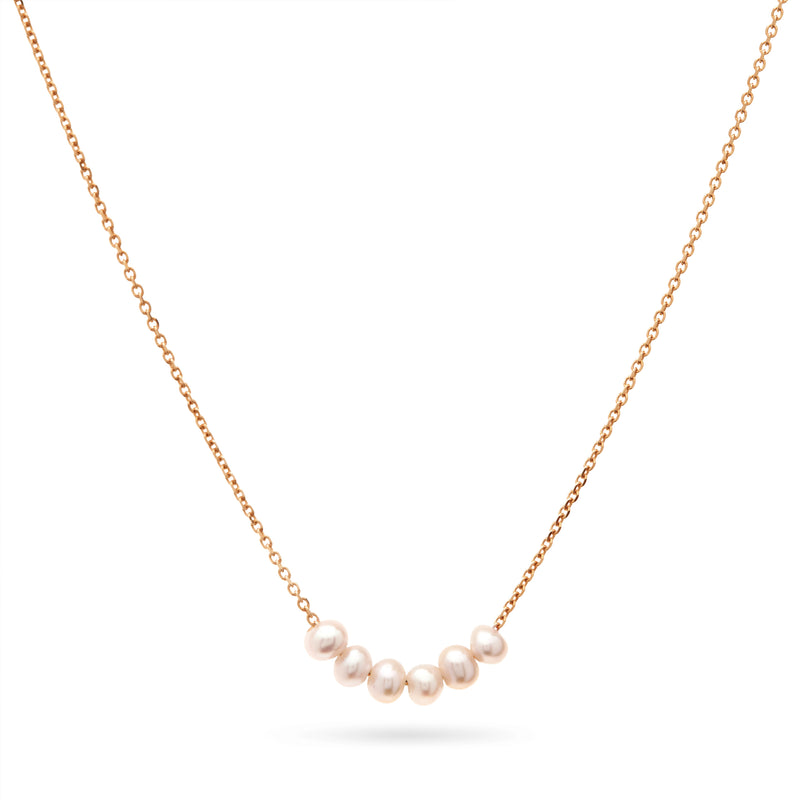 Pearl Smile Necklace in Rose Gold