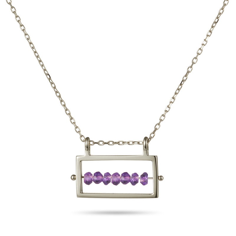Rectangular Birthstone Abacus Necklace in Sterling Silver