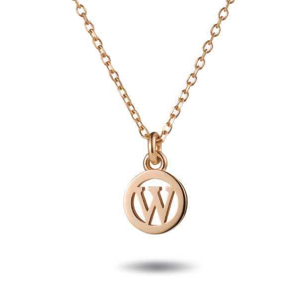 Single Initial Disc Necklace in Rose Gold