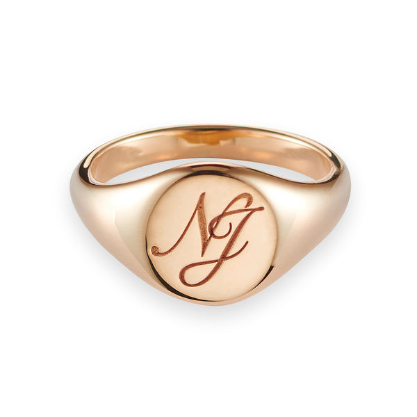 Monogrammed Small Signet Ring in Rose Gold