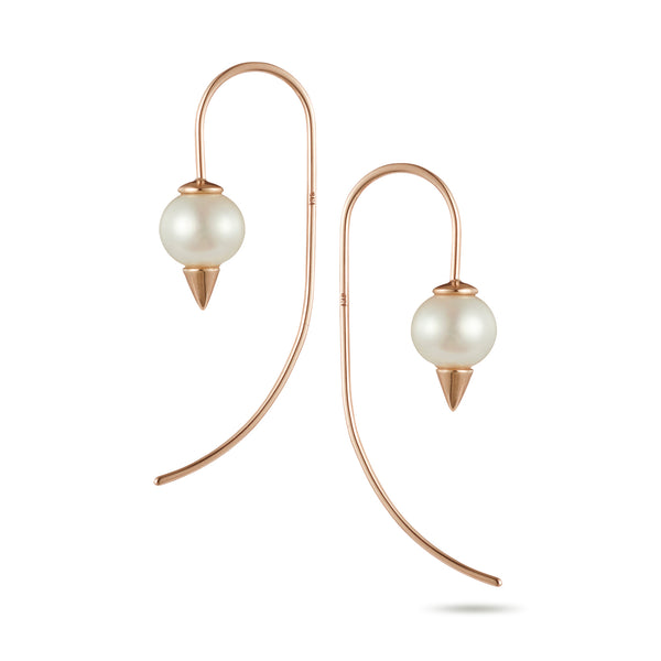 Spiked Pearl Ear Wires in Rose Gold
