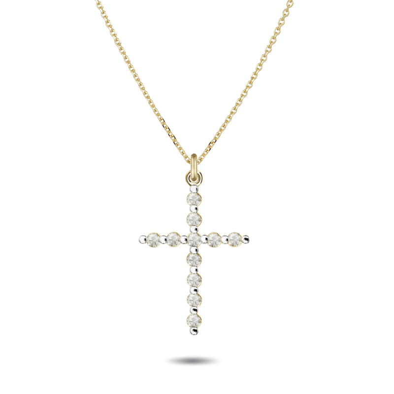 Baby Diamond Crucifix Necklace in Yellow Gold