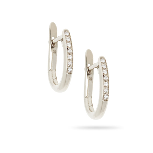 White Gold Diamond Hoop Earrings by Luke Rose