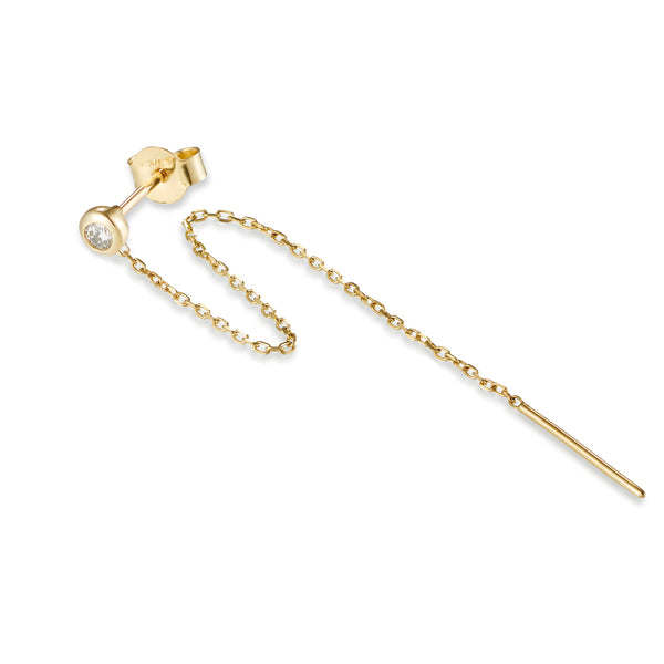 "Diamonds are Forever" Stud Threader Earring in Yellow Gold