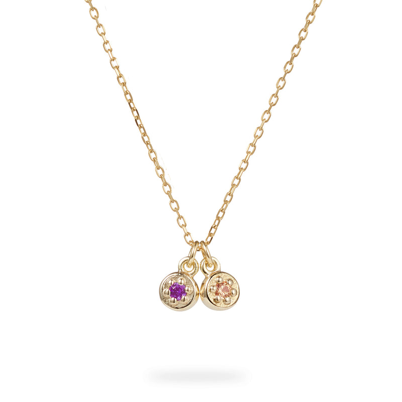 Double Birthstone Poppy Rock Necklace in Yellow Gold