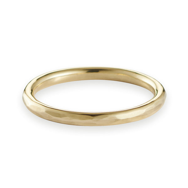 Heavy Hammered Band in Yellow Gold
