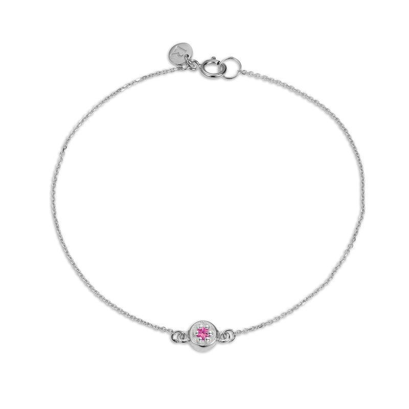 Luke Rose Jewellery silver pink sapphire poppy rock bracelet