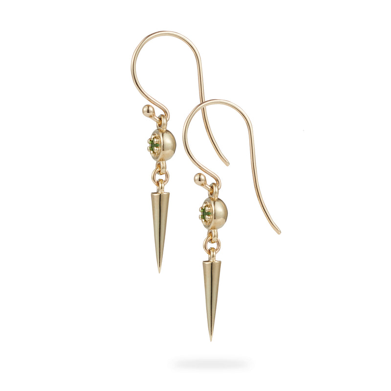 Luke Rose Jewellery gold green tsavorite garnet drop earrings
