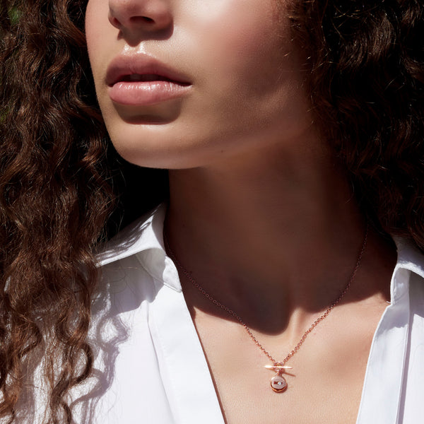 Sliding Diamond Baby T-Bar Necklace in Rose Gold