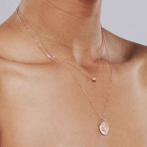 Saint Christopher Necklace in Rose Gold